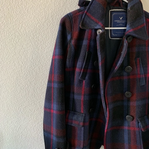 American Eagle Plaid Winter Coat - Picture 1 of 5